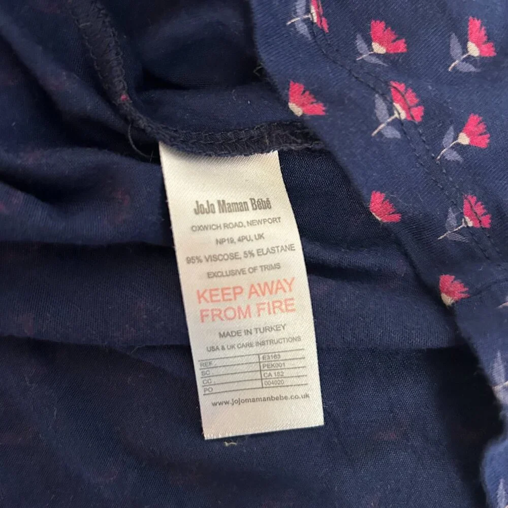 Nursing Dress JoJo Maman Bebe Maternity Navy Pink Floral Long Sleeve S - Picture 6 of 9
